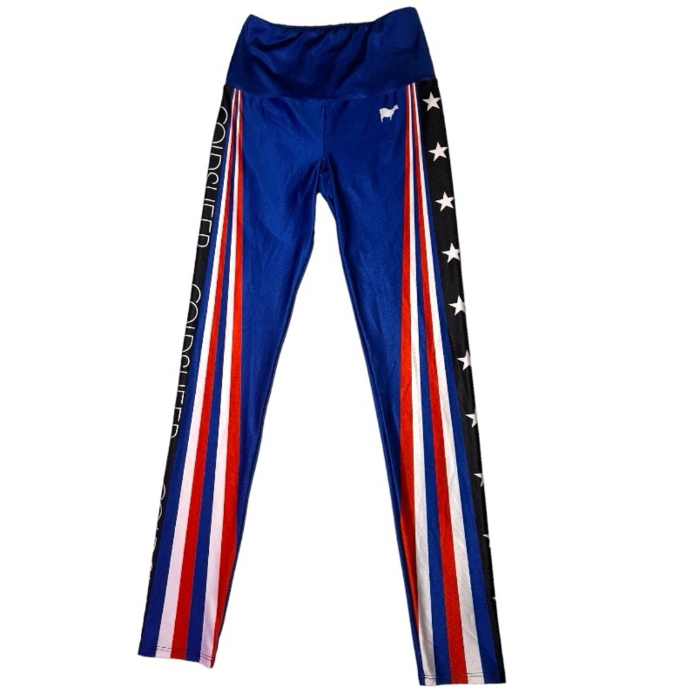Goldsheep USA Stripe Stars American Patriotic High Rise Leggings